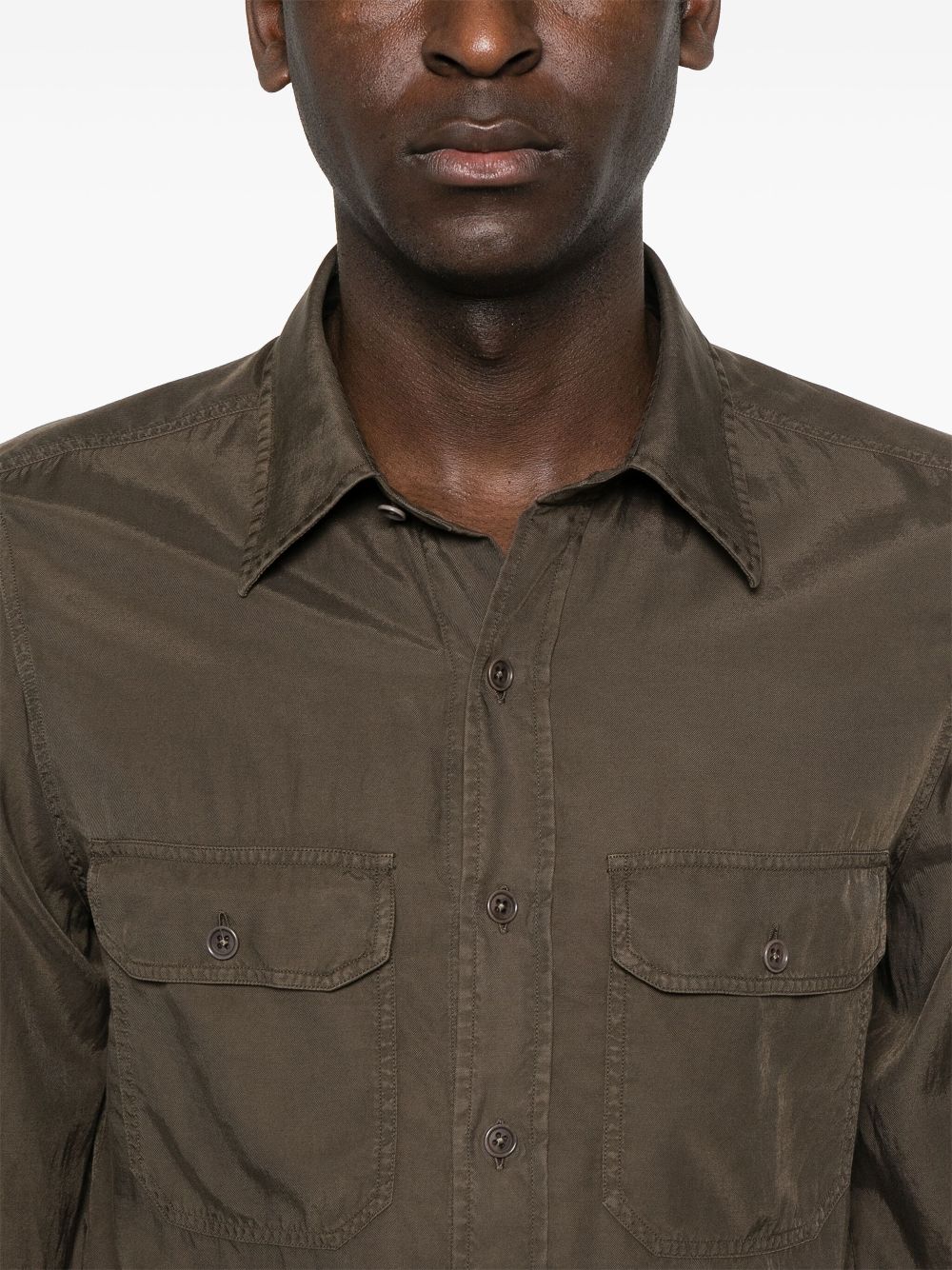 TOM FORD Twill overhemd Bruin