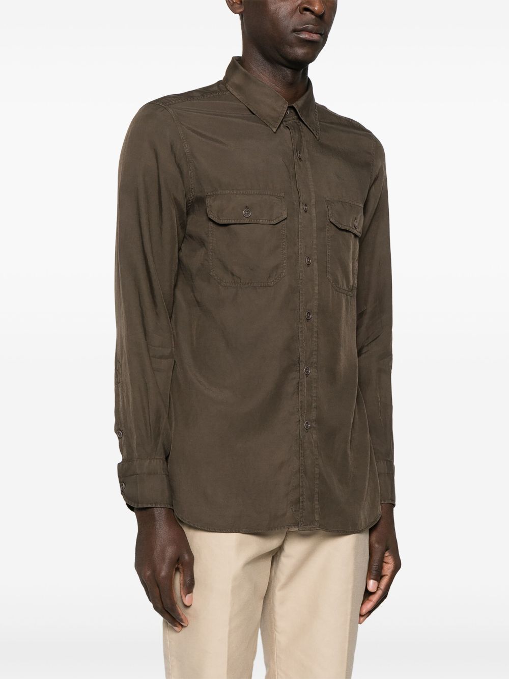 TOM FORD Twill overhemd Bruin