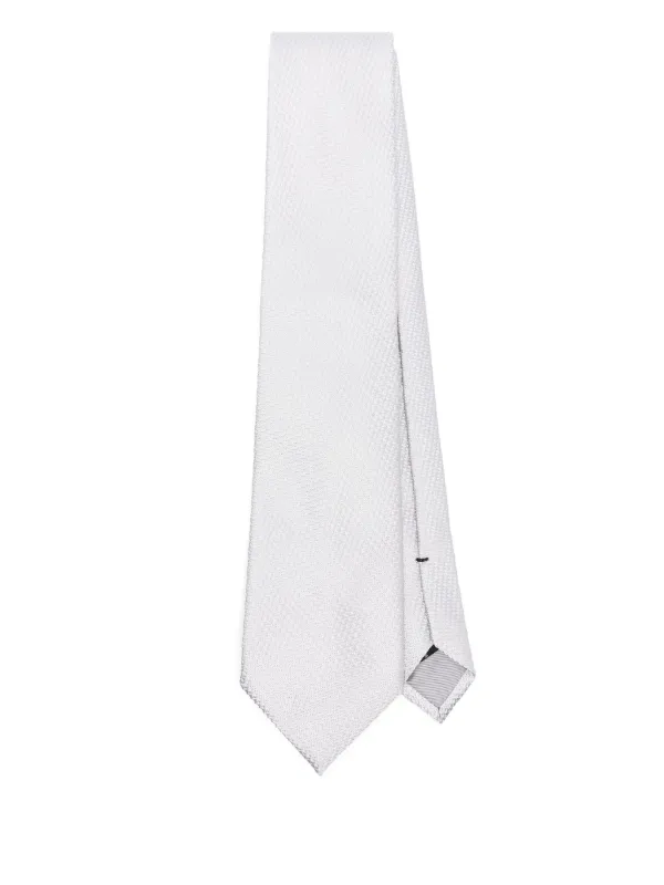 Cravate Tom Ford Neuve En Soie Et Laine Tissée - Grise - Largeur 3.5" - Longueur Classique - Fabriquée En Italie - Avec étiquettes