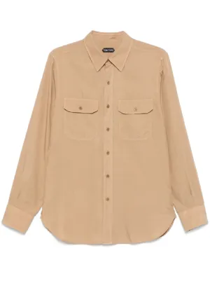 AMI Paris Camisa Com Bordado e Bolso | Neutro | FARFETCH BR
