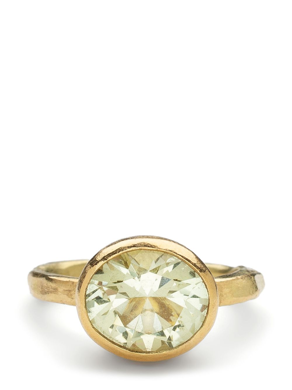 18K yellow gold aquamarine oval ring