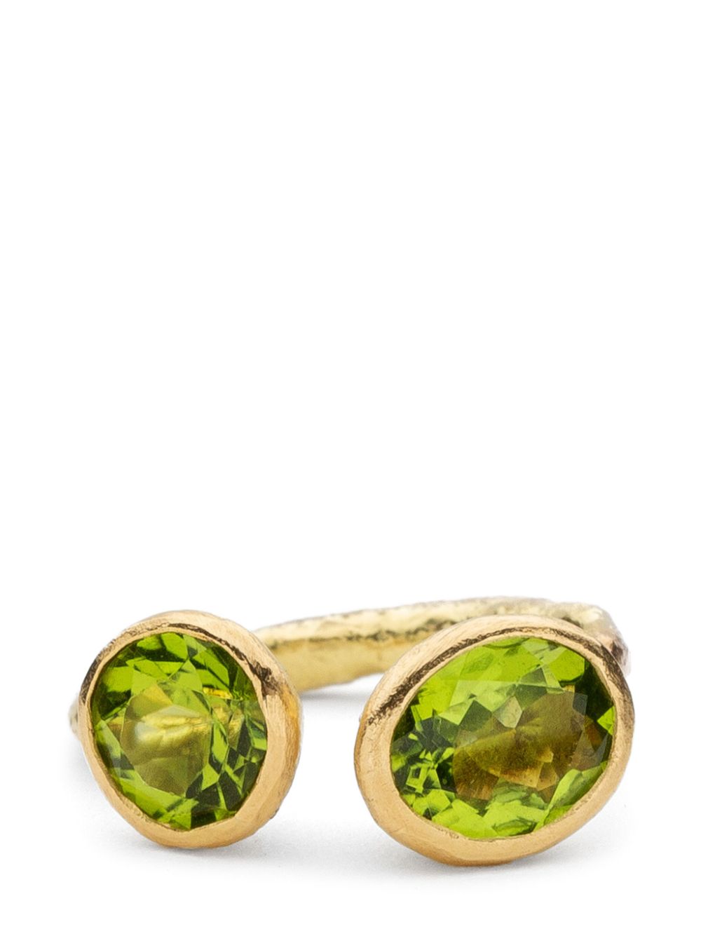 18K yellow gold Double peridot ring