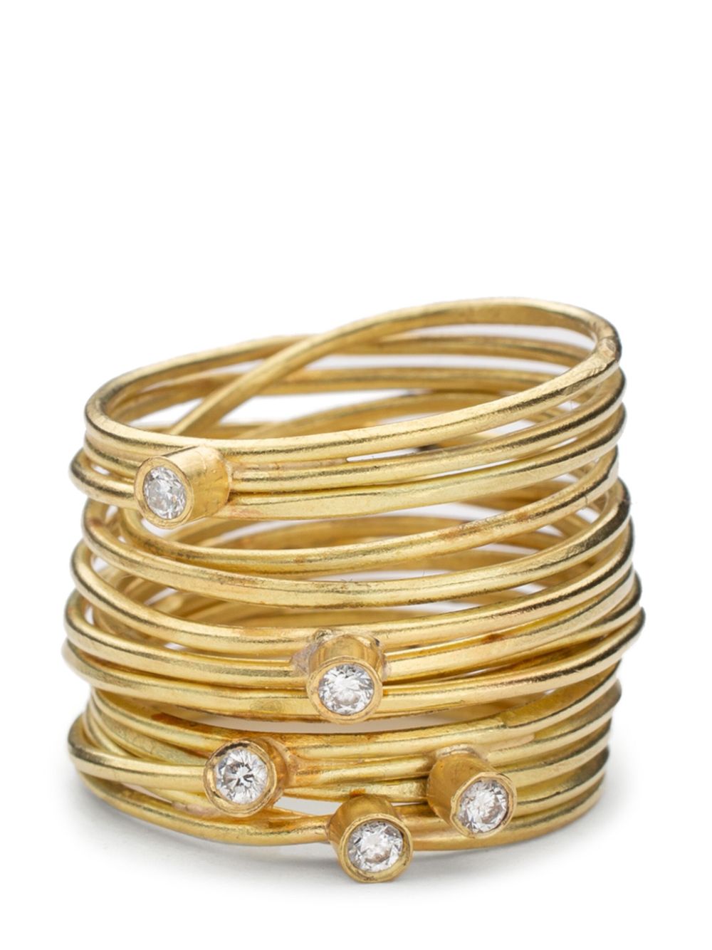 18K yellow gold Spaghetti diamond ring