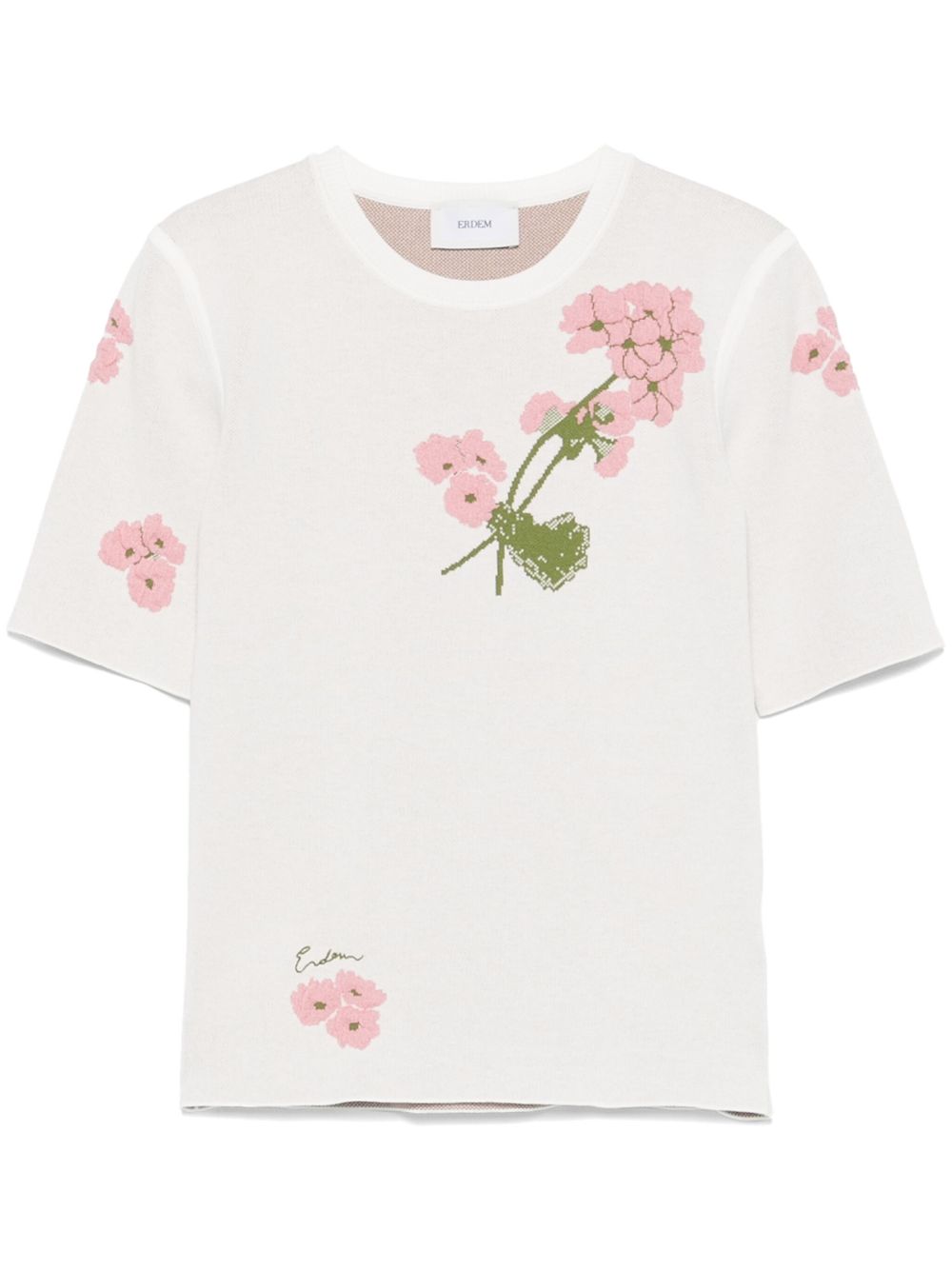 ERDEM floral-jacquard T-shirt - White