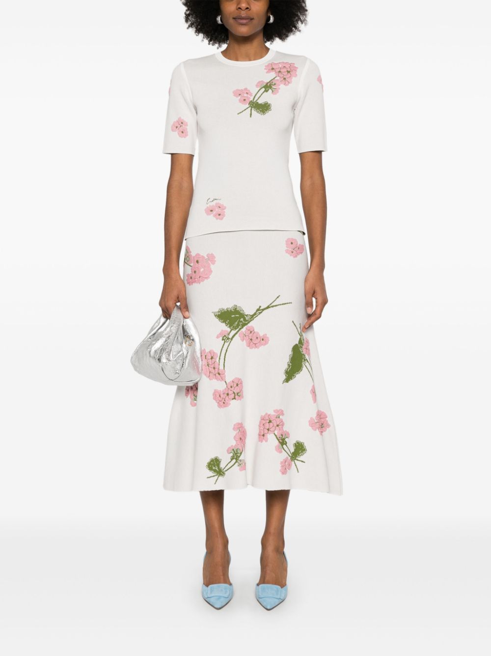 ERDEM Midi-rok met bloemenjacquard - Wit