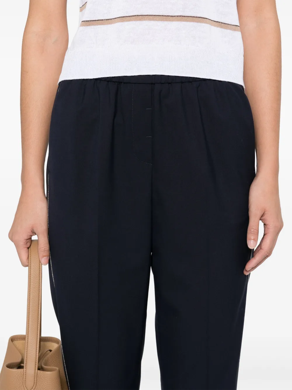 Peserico Broek met kralen afwerking Blauw