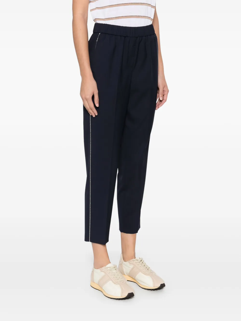 Peserico Broek met kralen afwerking Blauw