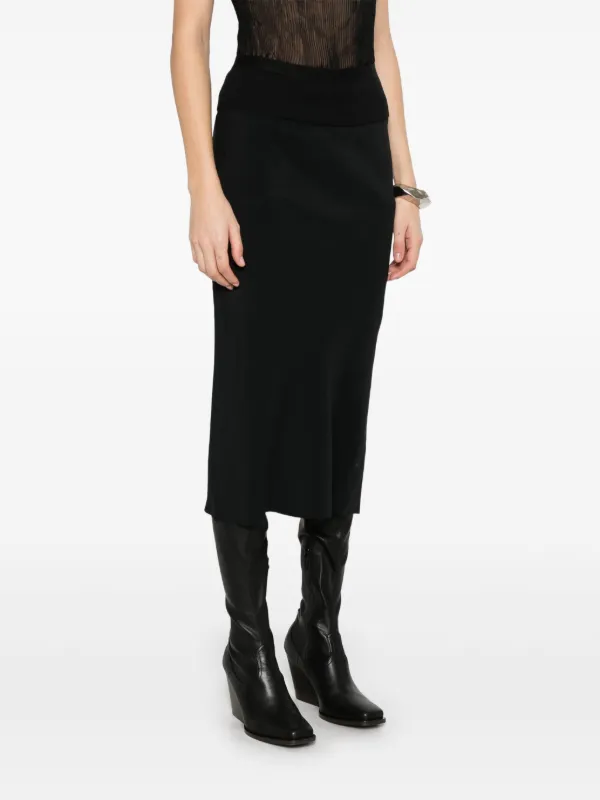 【正規店出品】RICK OWENS WOMEN RP01E7332 CC KNEE BIAS SKIRT Rick Owens Knee Bias Midi Skirt | Black | FARFETCH