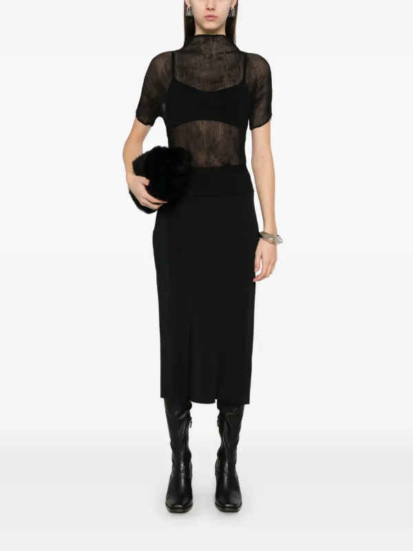 【正規店出品】RICK OWENS WOMEN RP01E7332 CC KNEE BIAS SKIRT Rick Owens Knee Bias Midi Skirt | Black | FARFETCH