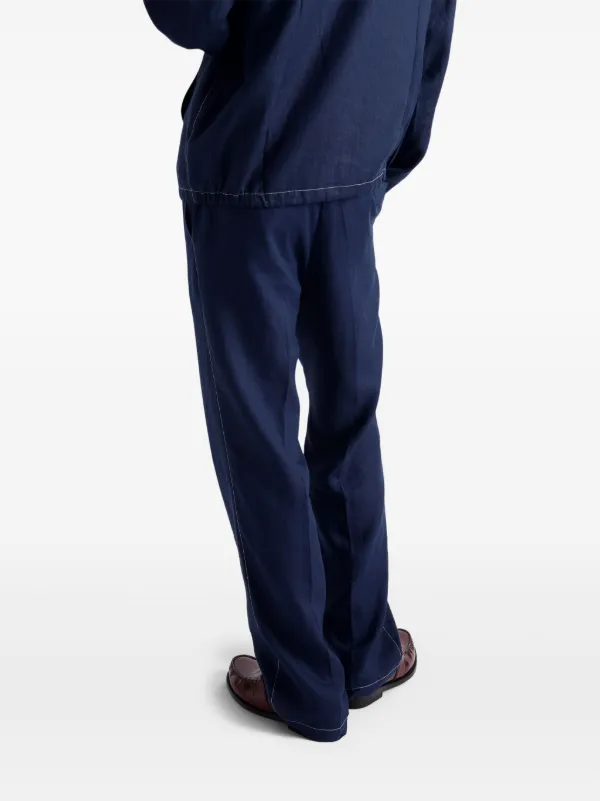Prada Linen Trousers | Blue | FARFETCH RO