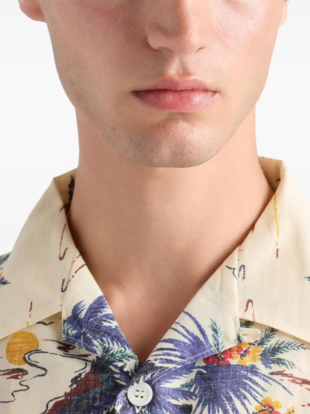 Prada Bowlingshirt met bloemenprint Geel
