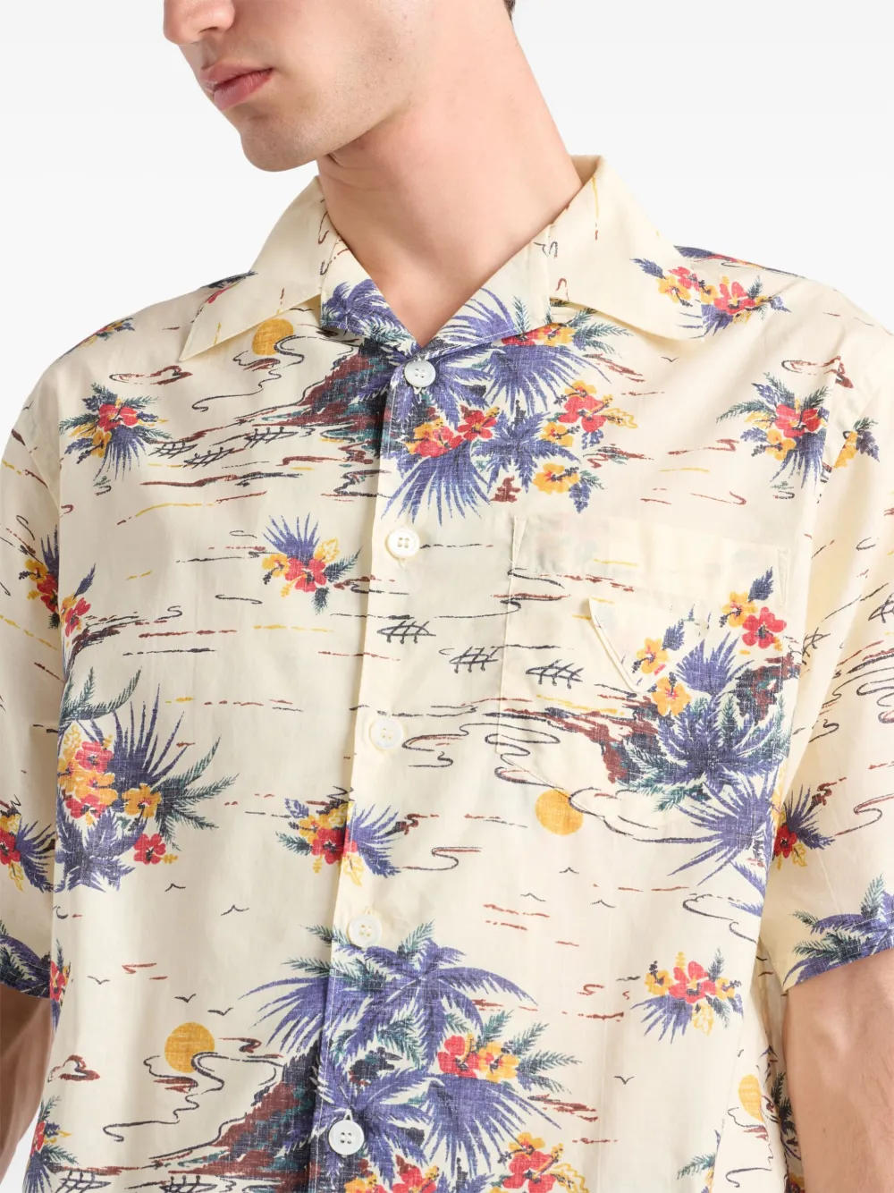 Prada Bowlingshirt met bloemenprint Geel