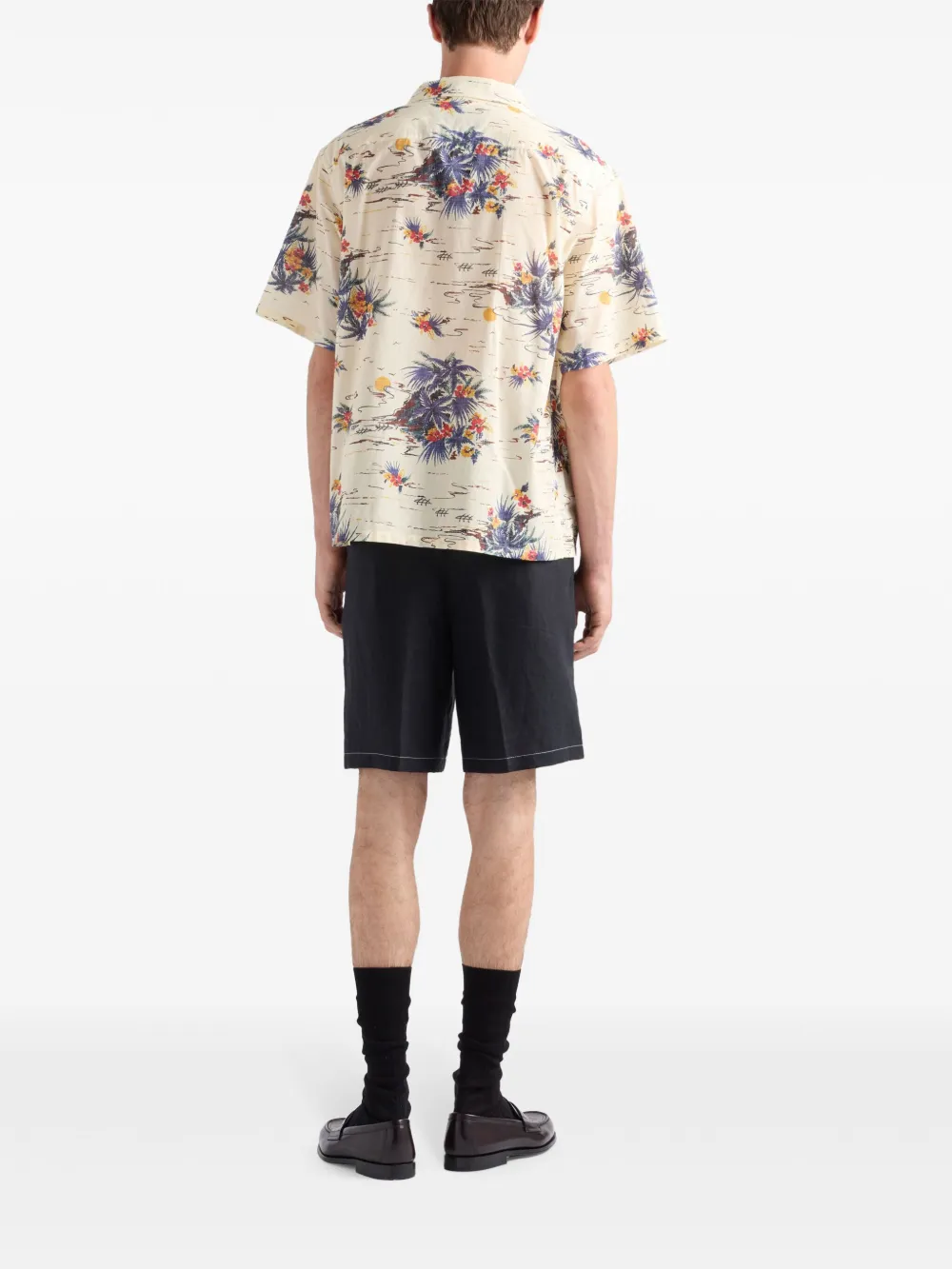 Prada Bowlingshirt met bloemenprint Geel