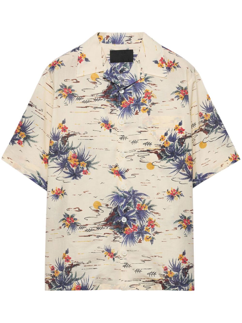 Prada Bowlingshirt met bloemenprint Geel