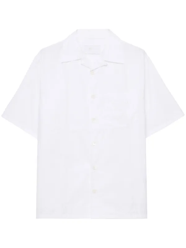 Prada Logo-patch Bowling Shirt in White