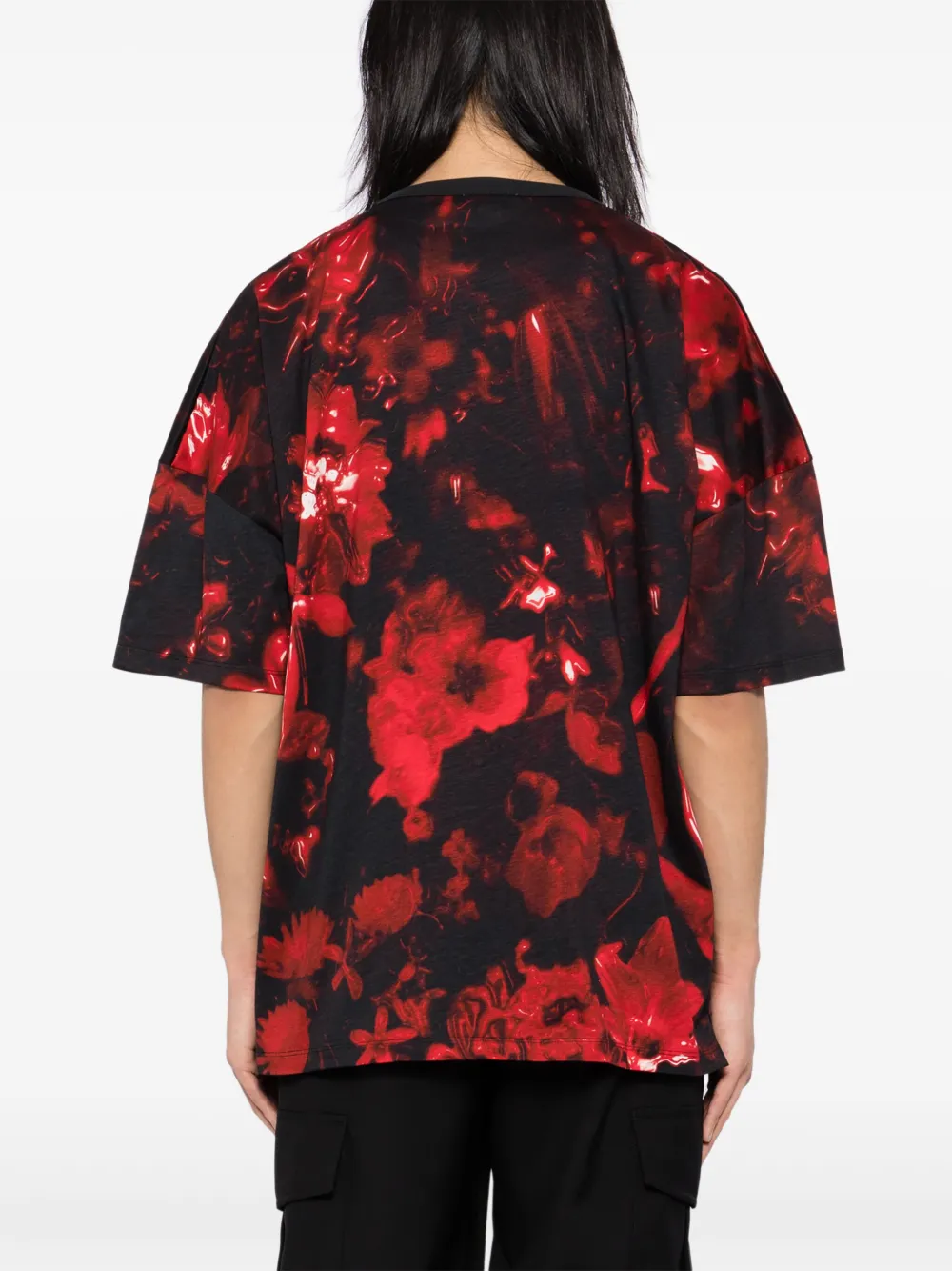 Alexander McQueen T-shirt met verlaagde schouders Zwart