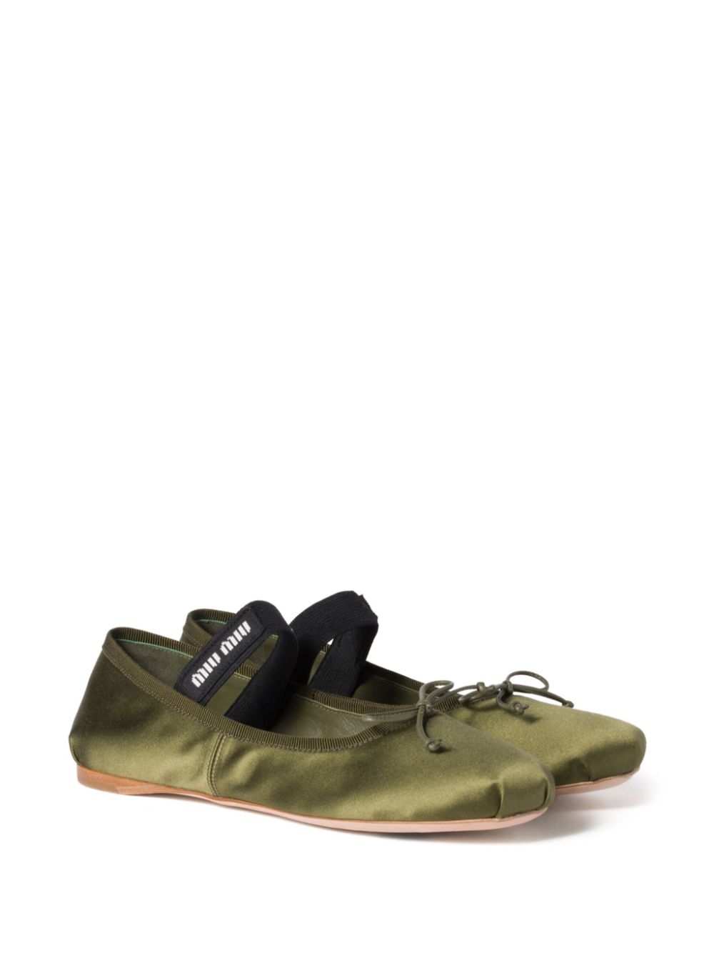 Miu Miu satin ballerina shoes - Groen