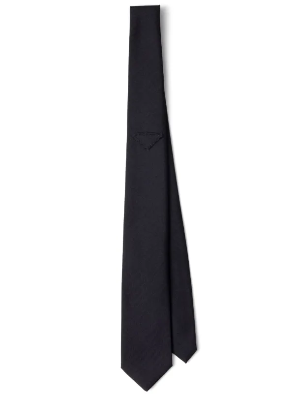 【美品】プラダPRADA トライアングルロゴ　ネクタイ　黒 Prada トライアングルロゴ ネクタイ | ブルー | FARFETCH JP