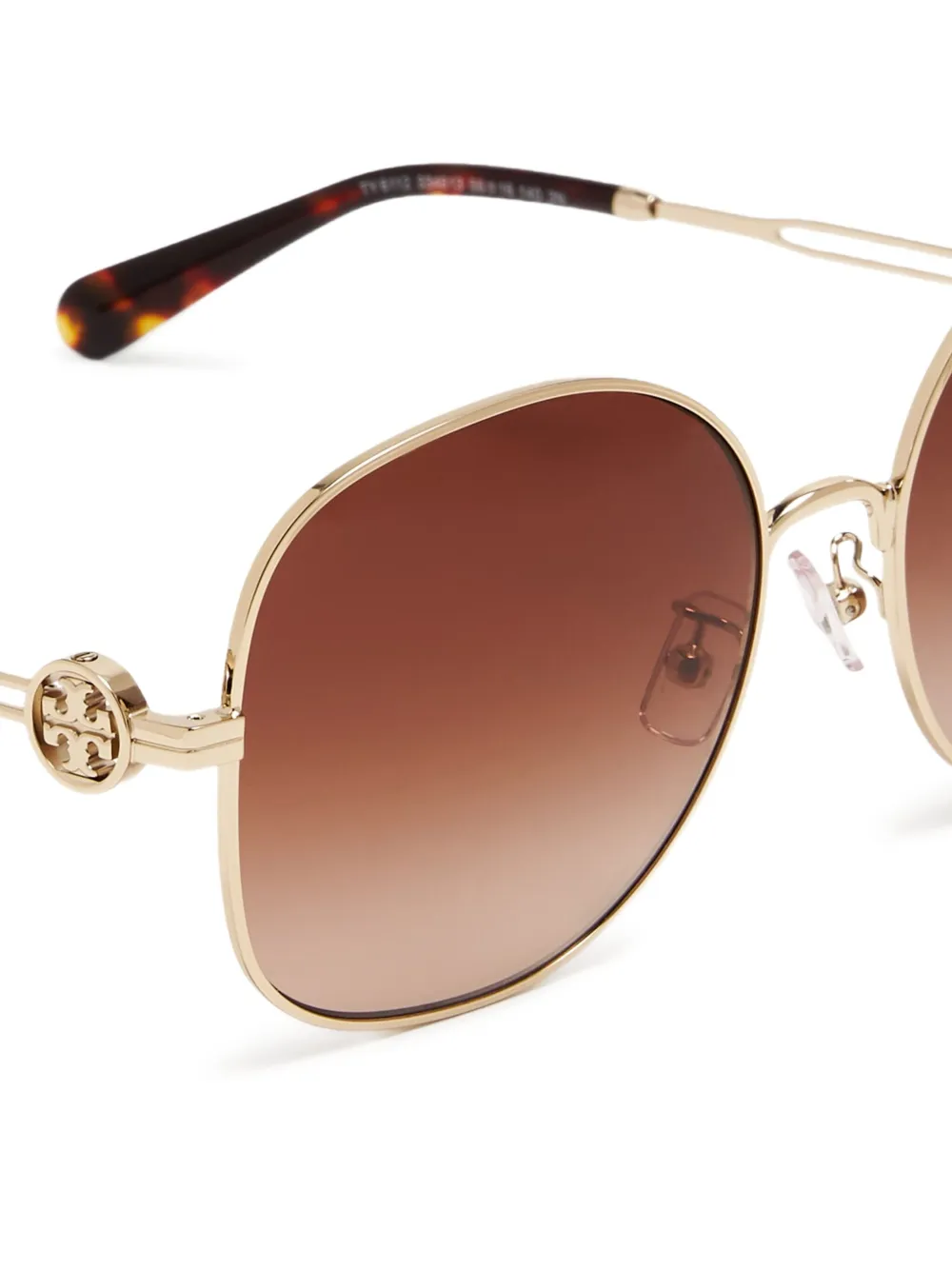  Tory Burch Miller Oval-frame Logo Sunglasses - Gold 