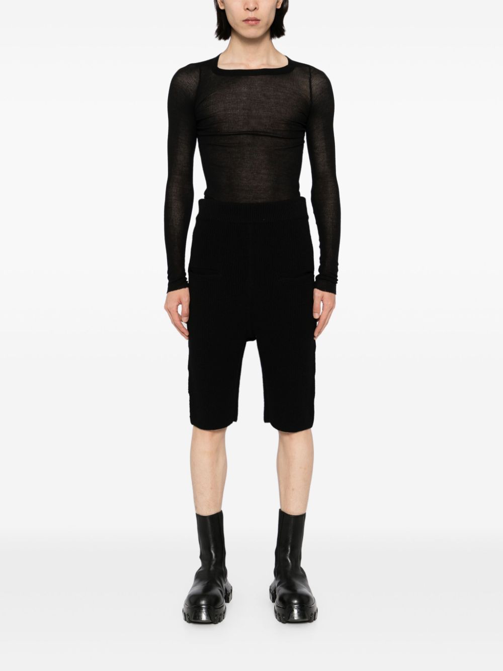 Rick Owens Wollen gebreide shorts - Zwart