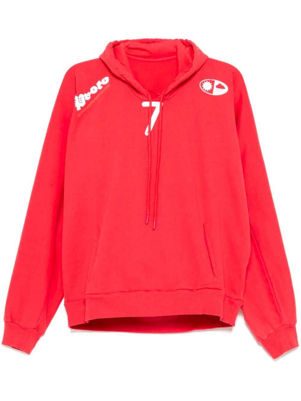 moved-neckline hoodie