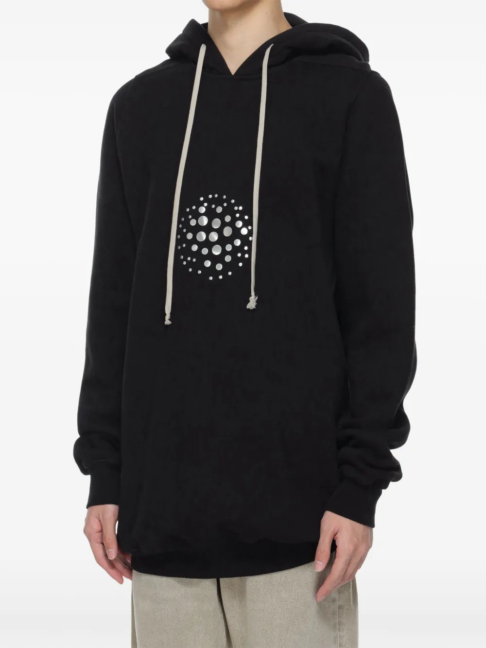 Rick Owens Hoodie met spiegelende studs Zwart