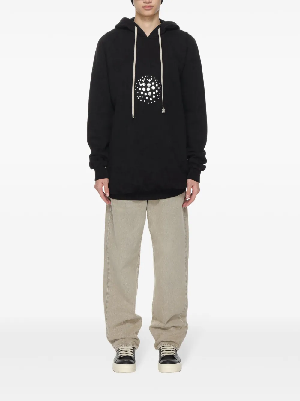 Rick Owens Hoodie met spiegelende studs Zwart
