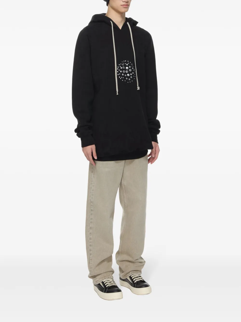 Rick Owens Hoodie met spiegelende studs Zwart