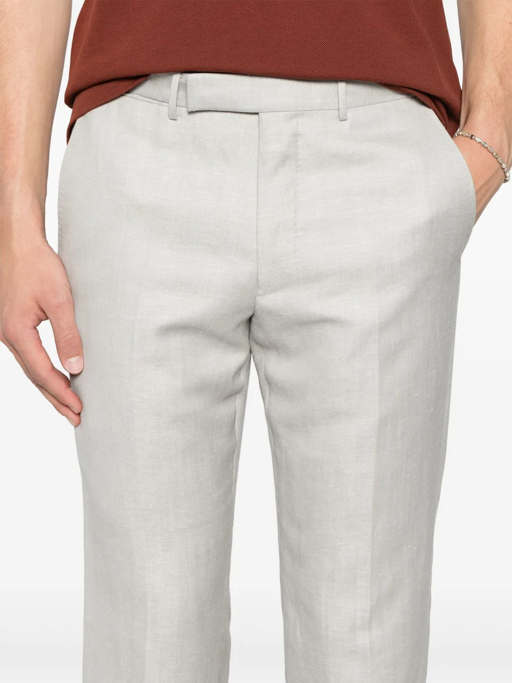Shop Zegna Tailored Trousers In Grey