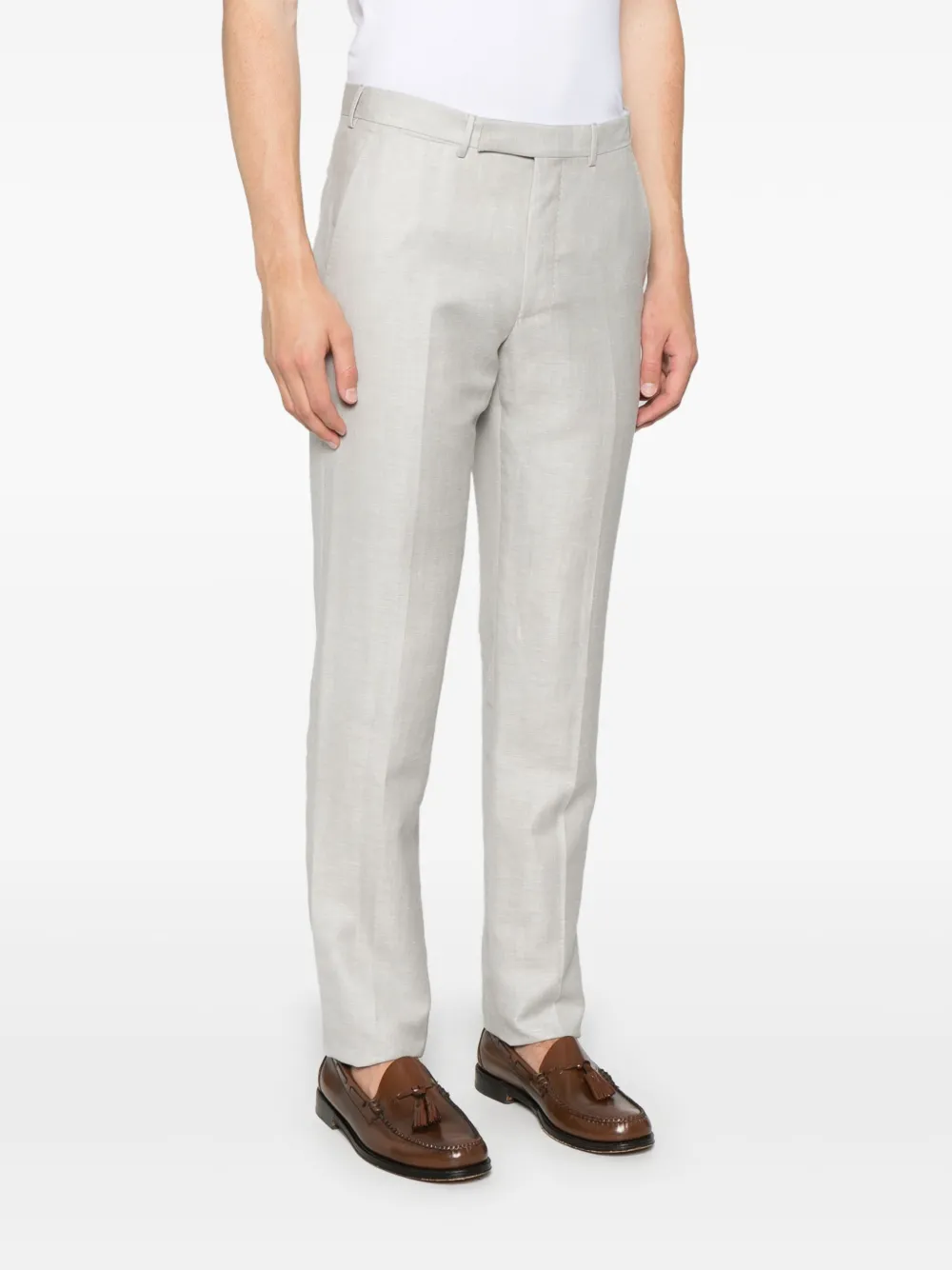 Shop Zegna Tailored Trousers In Grey