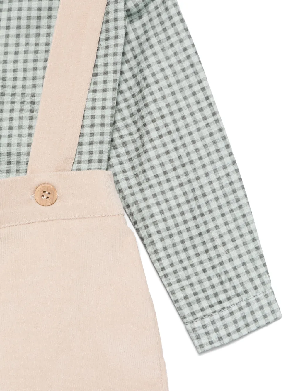 Paz Rodriguez Geruit shirt en shorts Beige