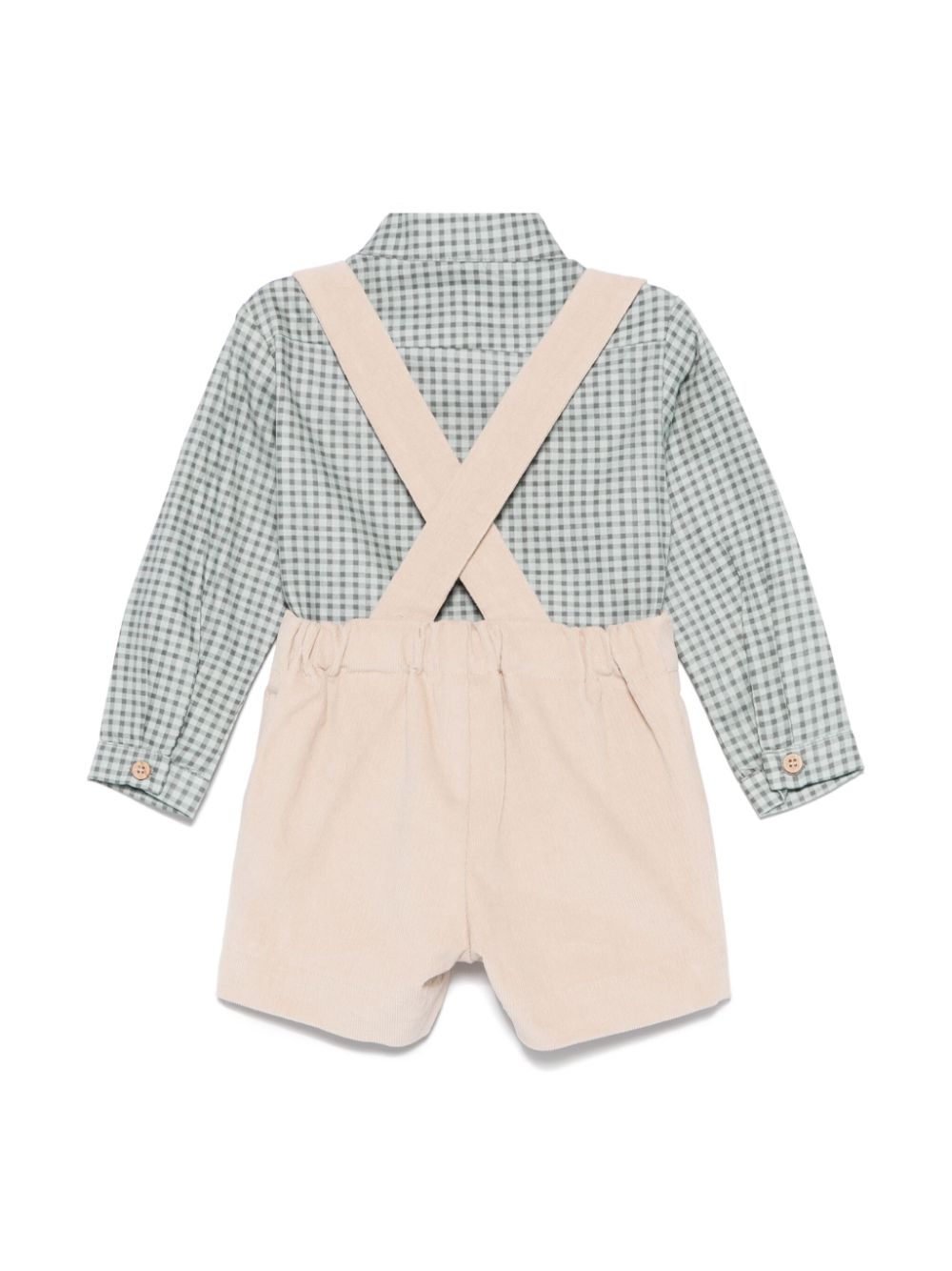 Paz Rodriguez mini-check shirt and shortalls - Beige