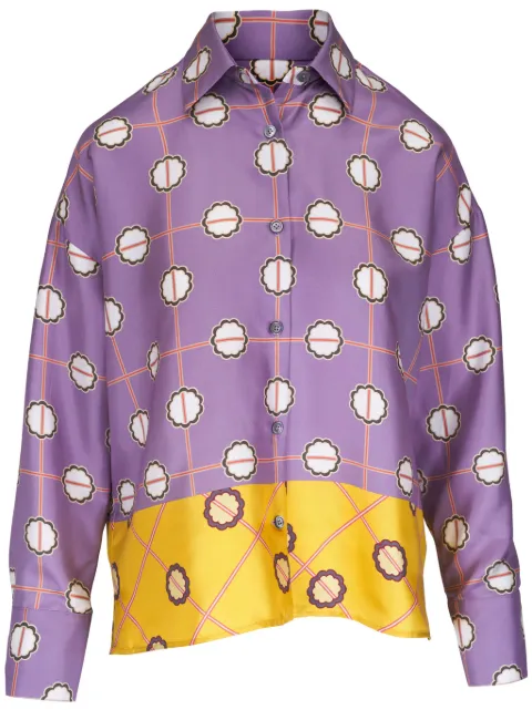 Odeeh camisa de seda con estampado gráfico