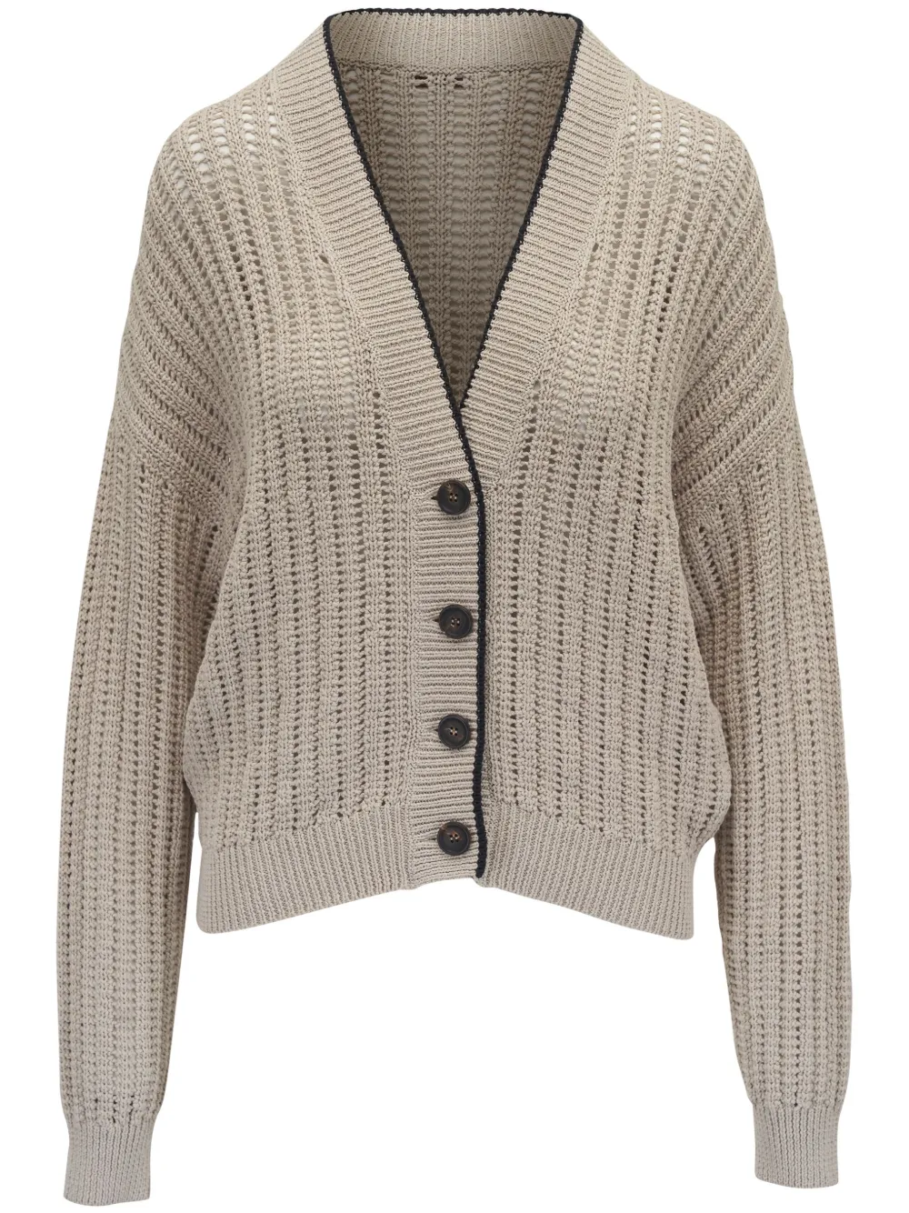 Brunello Cucinelli コントラストトリム カーディガン - ニュートラル Brunello Cucinelli コントラストトリム カーディガン - ニュートラル