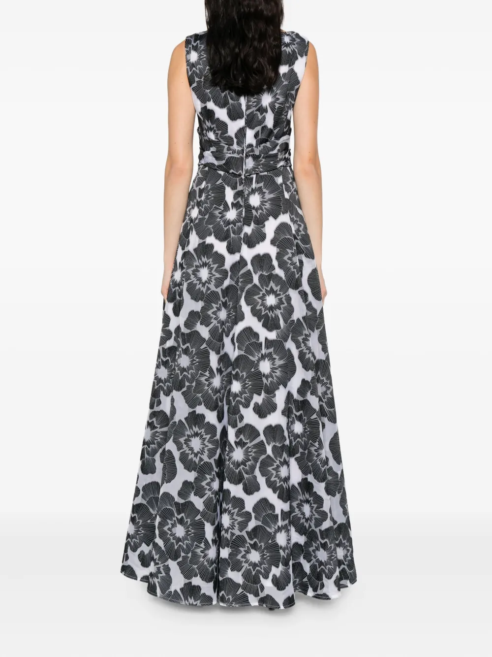 Talbot Runhof Avondjurk met bloemenprint Zwart