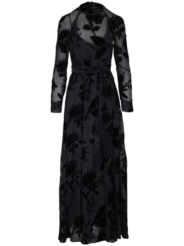 Zimmermann★バーンアウト シースドレス ZIMMERMANN Burnout Sheath マキシドレス | ブラック | FARFETCH JP