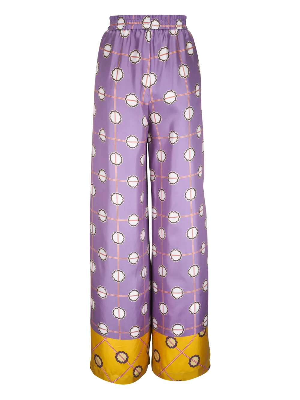 Odeeh Broek met geometrisch patroon en wijde pijpen - Paars