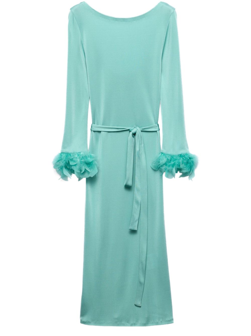 Prada feather trim Midi Dress Green FARFETCH