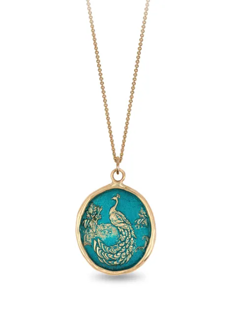 Pyrrha collar Peacock Talisman en oro amarillo de 14kt con dije