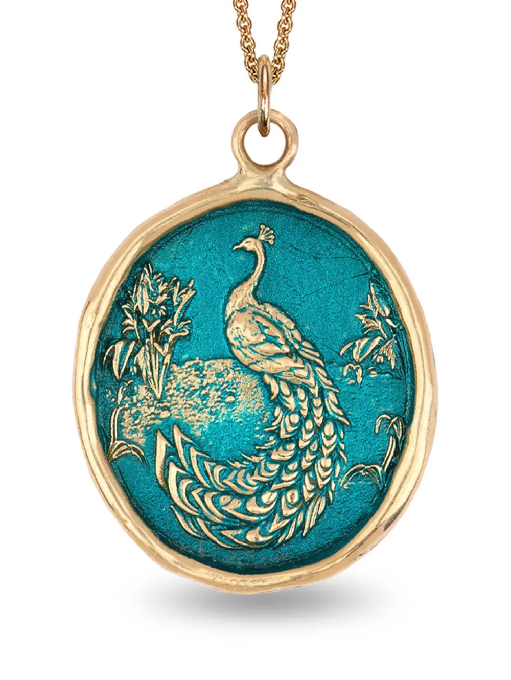 Pyrrha 14kt geelgouden Peacock halsketting met Talisman hanger