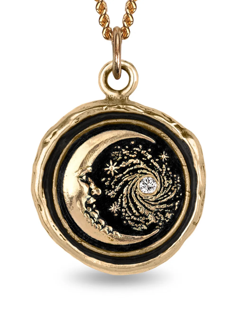 Pyrrha 14kt geelgouden Trust the Universe halsketting met Talisman hanger