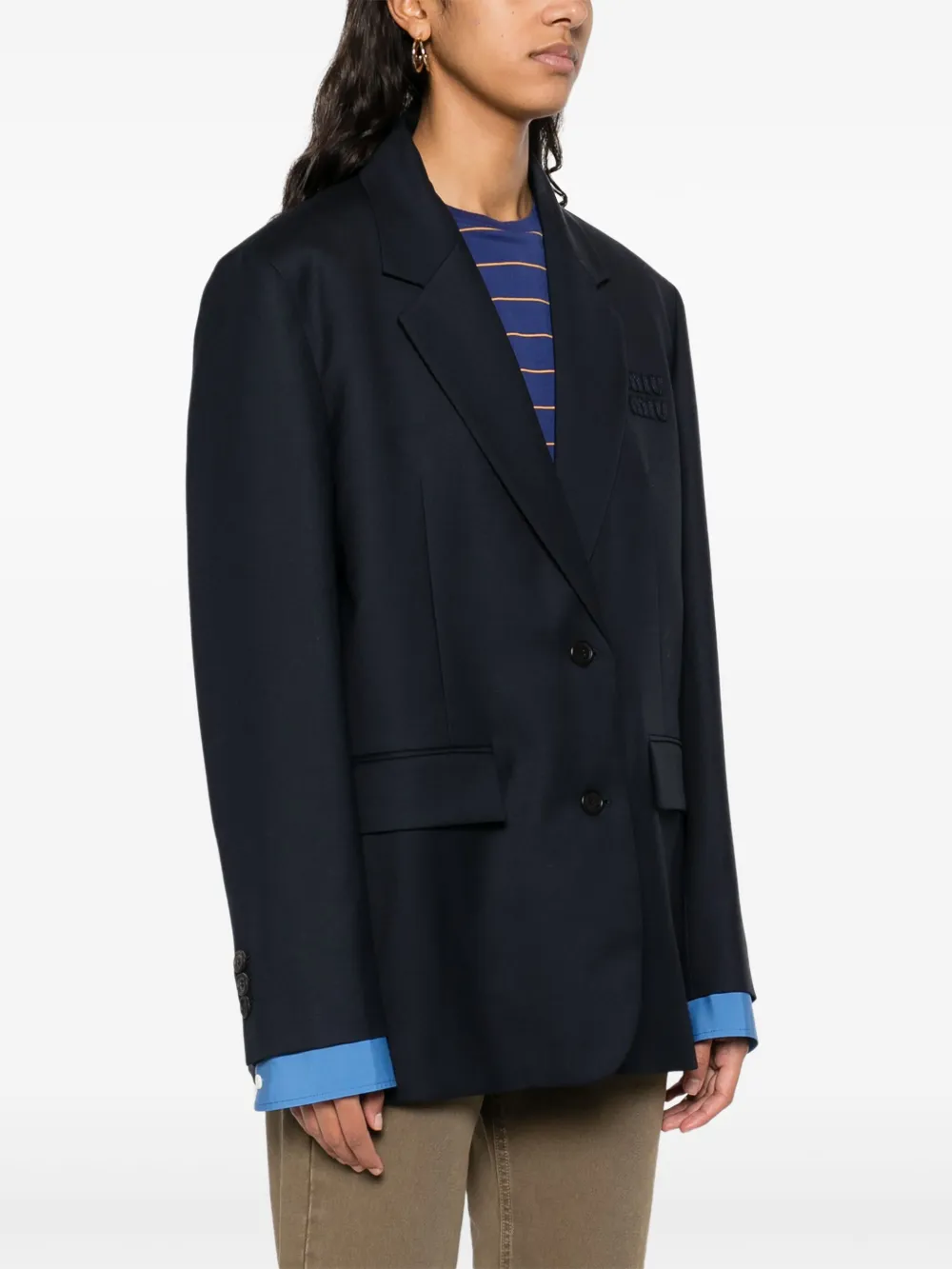 Miu Blazer met logo-reliëf Blauw