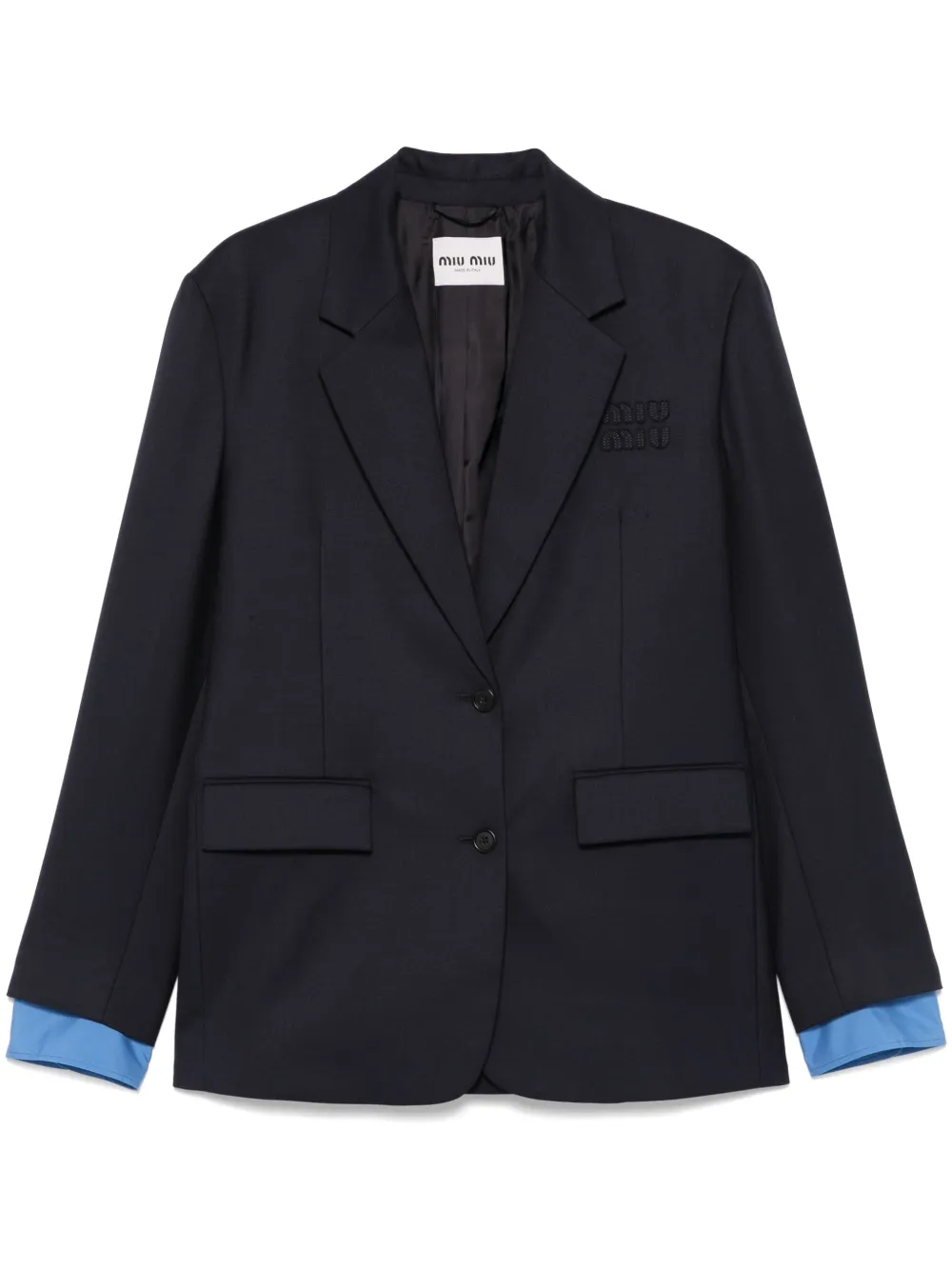 Miu Miu embossed-logo blazer | Blue | Image 1