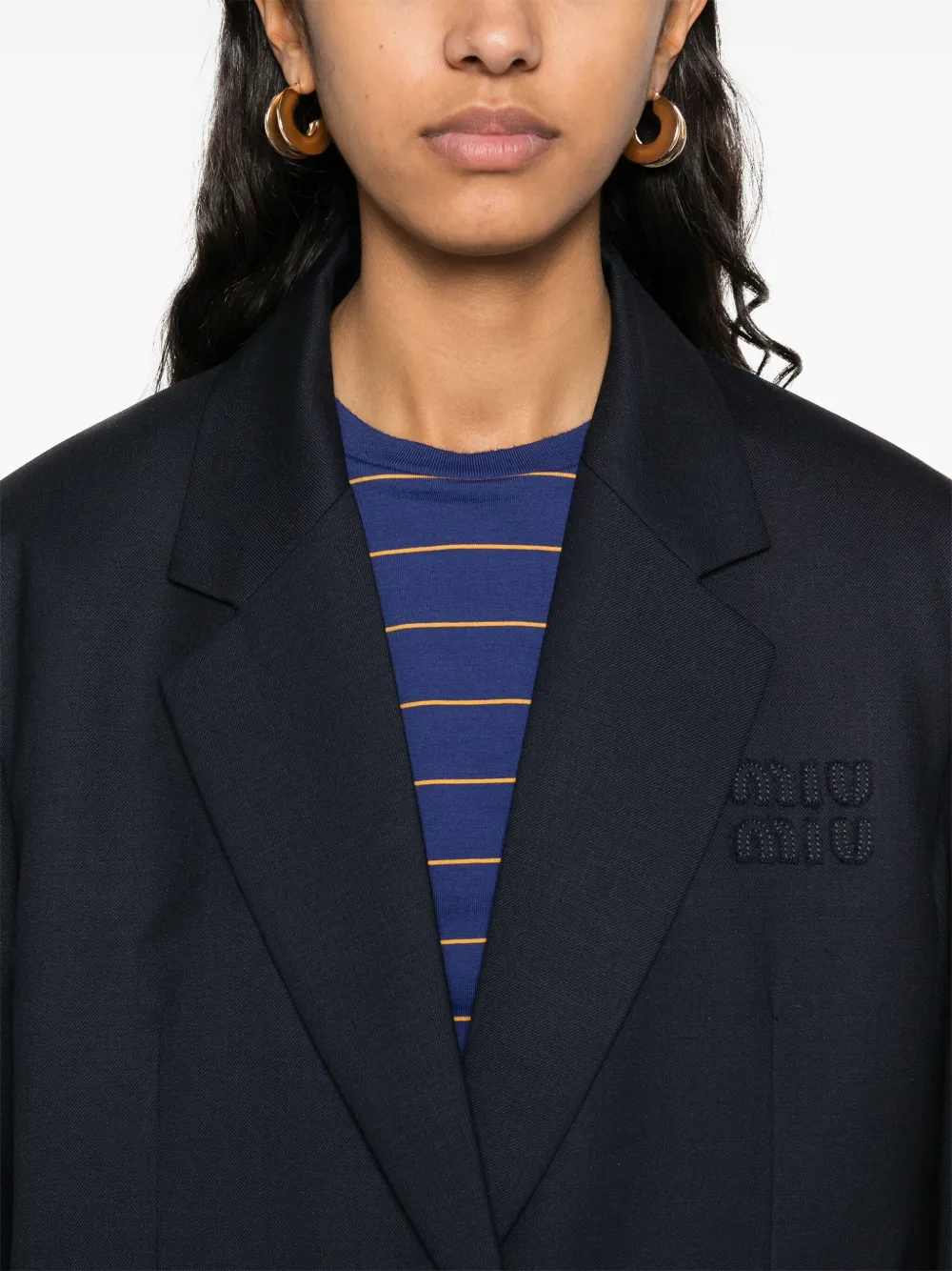 Miu Blazer met logo-reliëf Blauw
