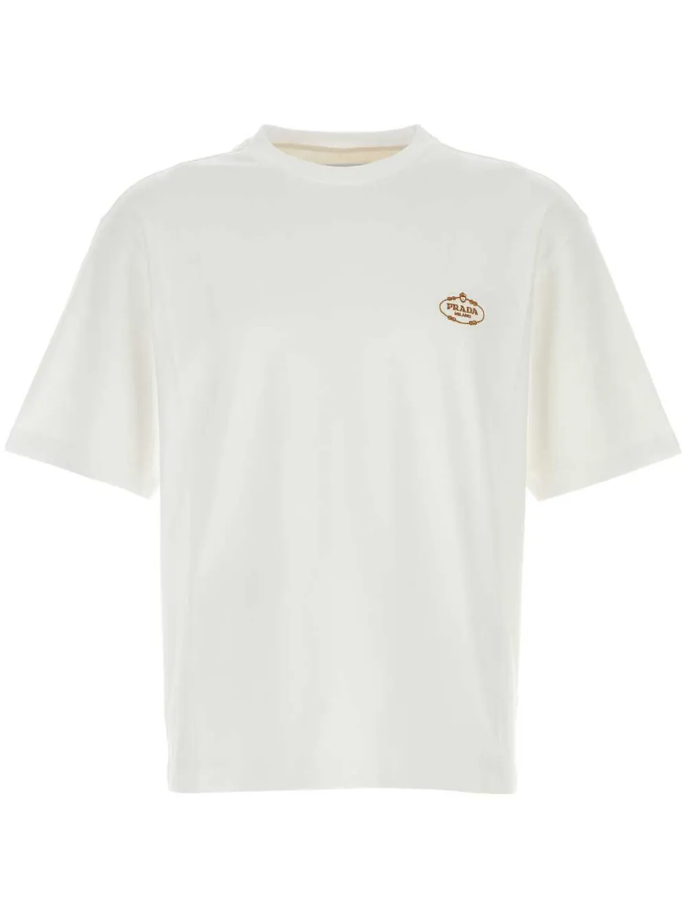 Prada T-shirt met geborduurd logo Wit