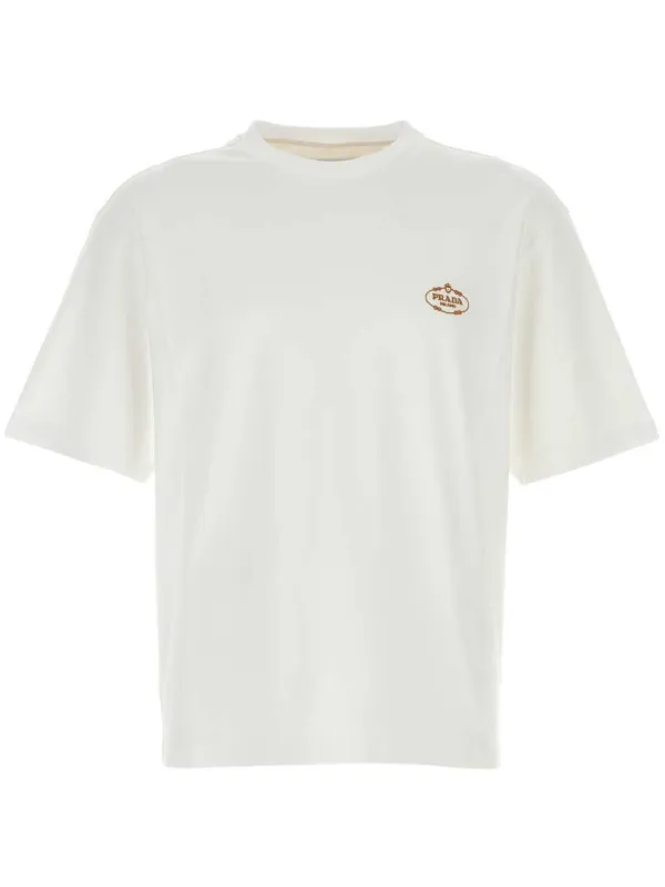 Prada logo-embroidered T-shirt White FARFETCH NO