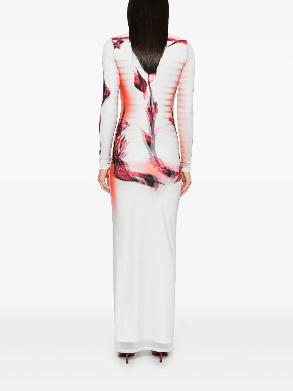 Shop Jean Paul Gaultier Double-layered Printed Maxi Dress In Green