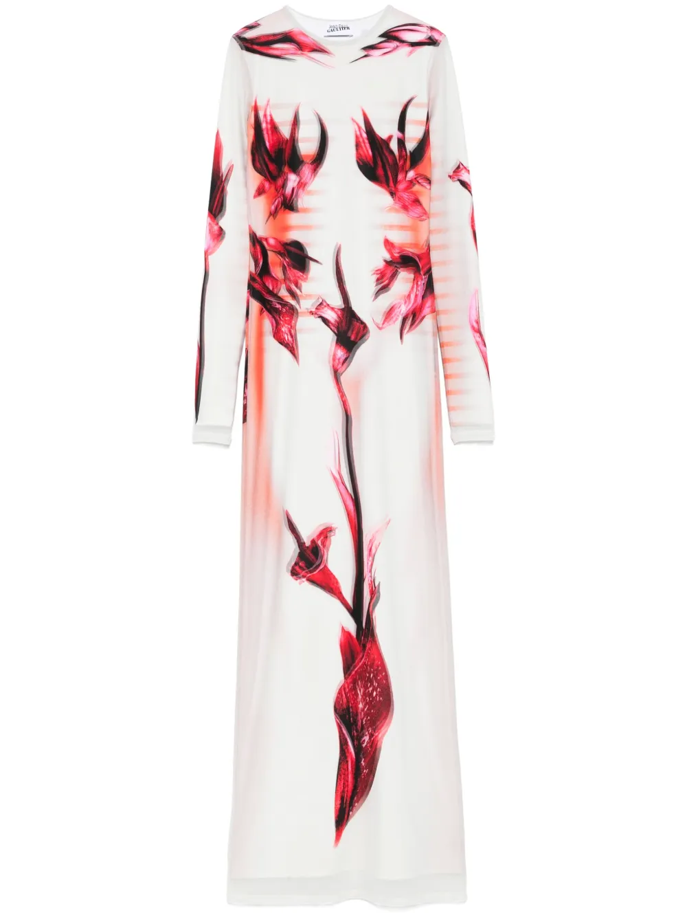 Shop Jean Paul Gaultier Double-layered Printed Maxi Dress In Green