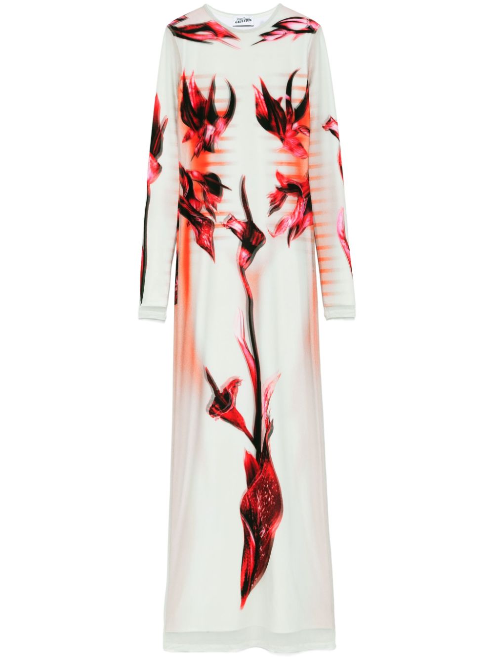 double-layered printed maxi dress