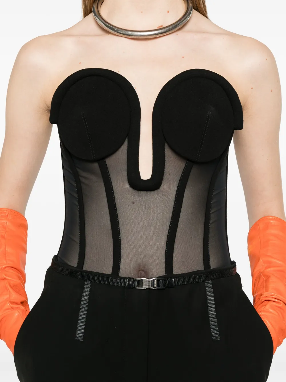 Shop Jean Paul Gaultier The Corset Bodysuit In Black